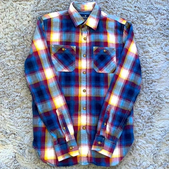 AMERICAN EAGLE PLAID BUTTON DOWN LONG SLEEVE - Picture 3 of 8